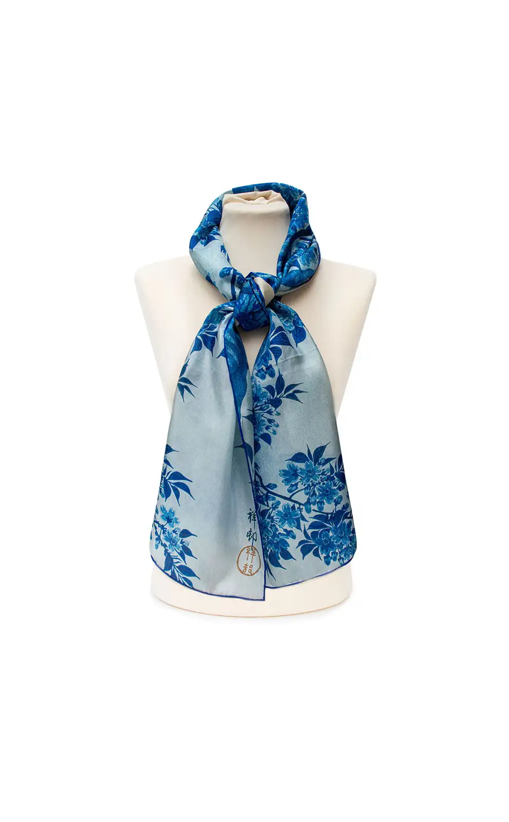 Scarves Fox and Chave Blossoming Cherry In Moonlight Silk Habotai Scarf £32.00