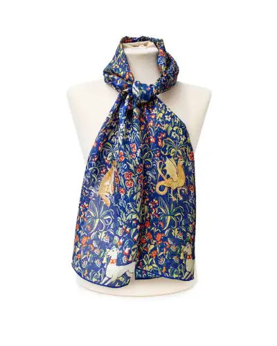Scarves Fox and Chave Cluny Tapestry Blue Silk Habotai Scarf £32.00