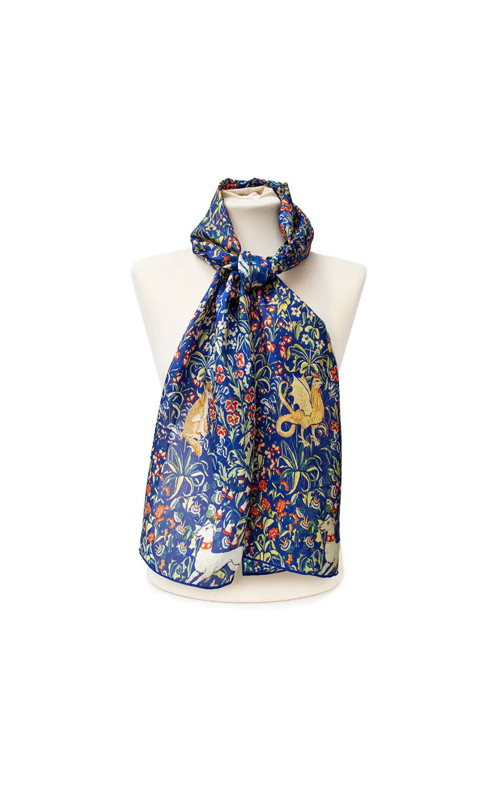 Scarves Fox and Chave Cluny Tapestry Blue Silk Habotai Scarf £32.00
