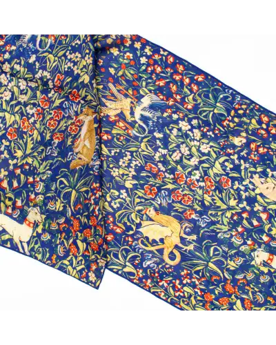 Scarves Fox and Chave Cluny Tapestry Blue Silk Habotai Scarf £32.00