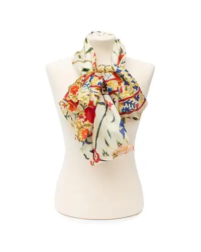 Scarves Fox and Chave Suzani Red Silk Habotai Scarf £37.00