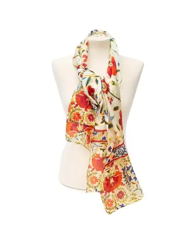 Scarves Fox and Chave Suzani Red Silk Habotai Scarf £37.00