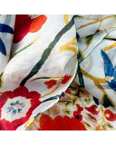 Scarves Fox and Chave Suzani Red Silk Habotai Scarf £37.00