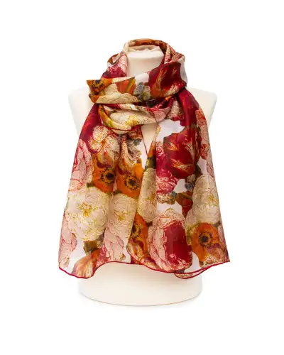 Scarves Fox and Chave 16Th Century Red Flowers Silk Habotai Scarf £37.00