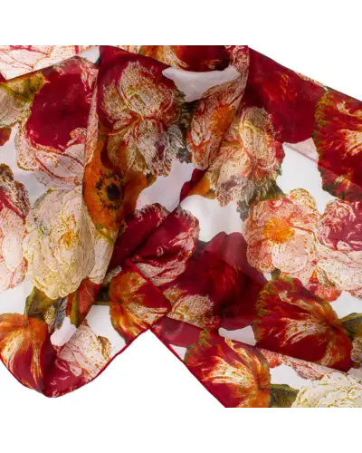 Scarves Fox and Chave 16Th Century Red Flowers Silk Habotai Scarf £37.00