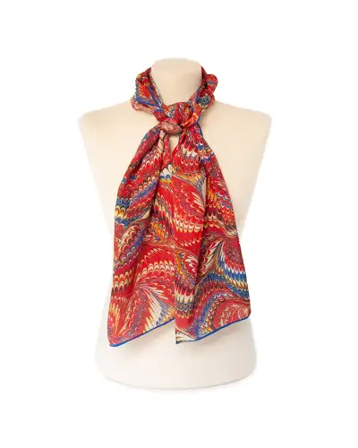 Scarves Fox and Chave Red Marble Silk Habotai Scarf £37.00