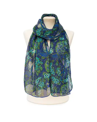 Scarves Fox and Chave Art Nouveau Peacock Silk Chiffon Scarf £39.00