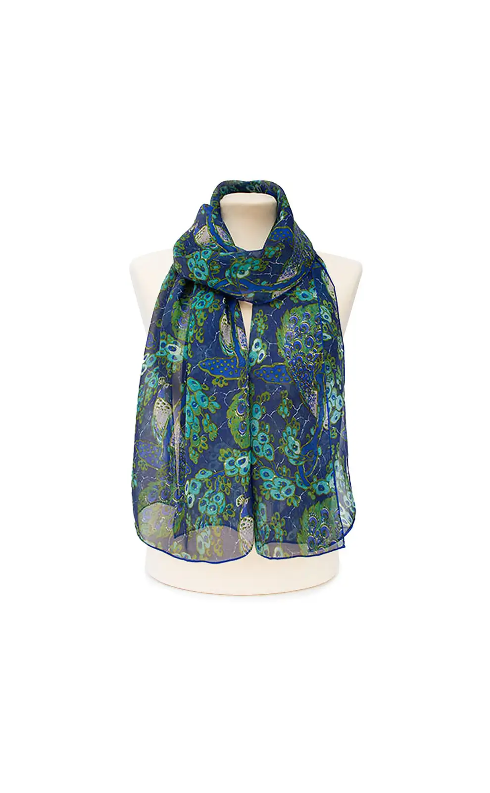 Scarves Fox and Chave Art Nouveau Peacock Silk Chiffon Scarf £39.00