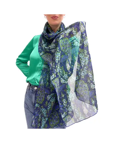Scarves Fox and Chave Art Nouveau Peacock Silk Chiffon Scarf £39.00
