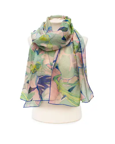 Scarves Fox and Chave Mabel Royds White Lilies Chiffon Scarf £39.00