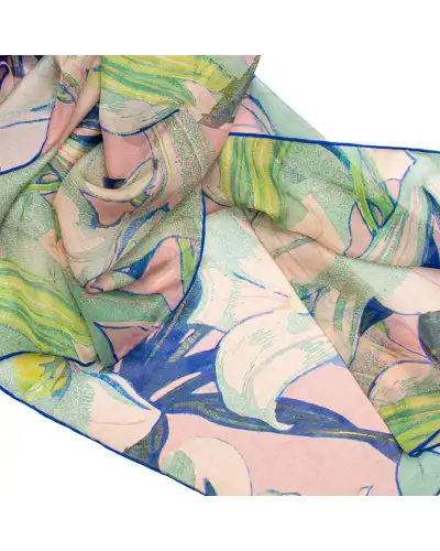 Scarves Fox and Chave Mabel Royds White Lilies Chiffon Scarf £39.00
