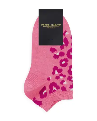 Women PEPER HAROW Leopard Womens Trainer Socks - Pink £11.00