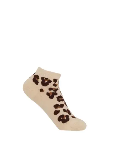Women PEPER HAROW Leopard Womens Trainer Socks - Brown £11.00