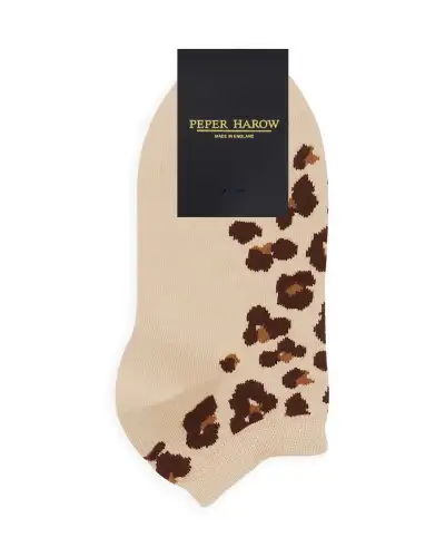 Women PEPER HAROW Leopard Womens Trainer Socks - Brown £11.00