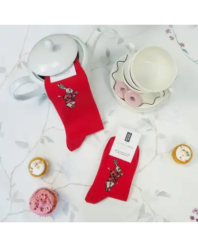 Women PEPER HAROW Alices Adventures In Wonderland Womens Socks - White Rabbit £15.00