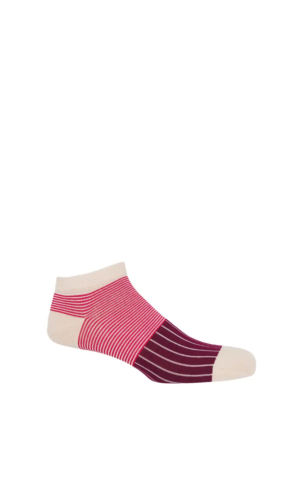 Men PEPER HAROW Oxford Stripe Mens Trainer Socks - Burgundy £13.00