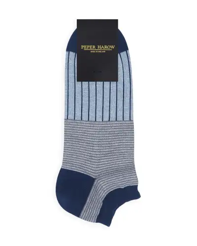 Men PEPER HAROW Oxford Stripe Mens Trainer Socks - Blue £13.00