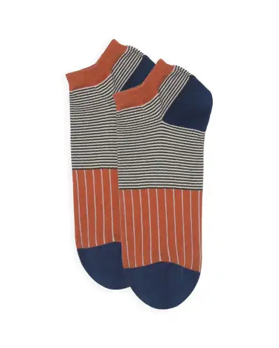 Men PEPER HAROW Oxford Stripe Mens Trainer Socks - Orange £13.00