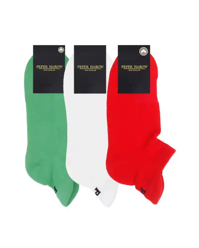 Sport PEPER HAROW MenS Organic Trainer Sports Sock 3 Pack - Green Red And White £41.00
