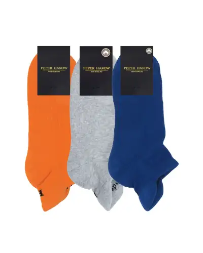 Sport PEPER HAROW MenS Organic Trainer Sports Sock 3 Pack - Orange Grey And Blue £41.00