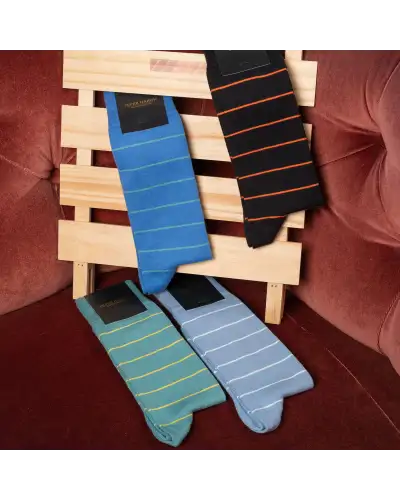 Men PEPER HAROW Thin Stripe Mens Socks - Teal £16.00