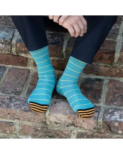 Men PEPER HAROW Thin Stripe Mens Socks - Teal £16.00