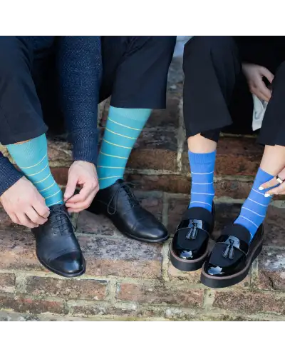 Men PEPER HAROW Thin Stripe Mens Socks - Teal £16.00