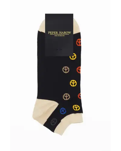 Men PEPER HAROW Peace Mens Trainer Socks - Black £13.00