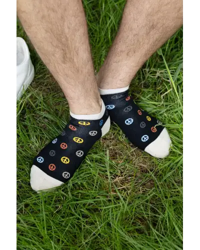 Men PEPER HAROW Peace Mens Trainer Socks - Black £13.00