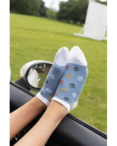 Women PEPER HAROW Peace Womens Trainer Socks - Blue £11.00