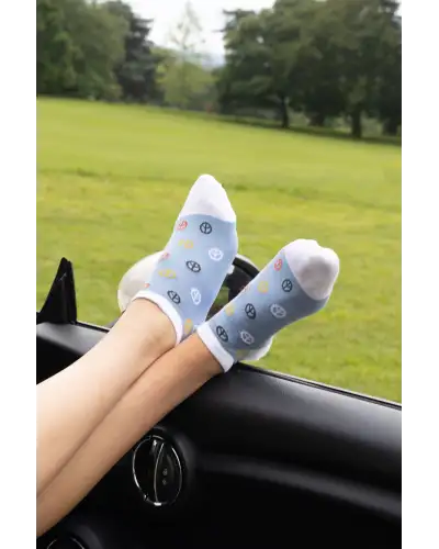 Women PEPER HAROW Peace Womens Trainer Socks - Blue £11.00