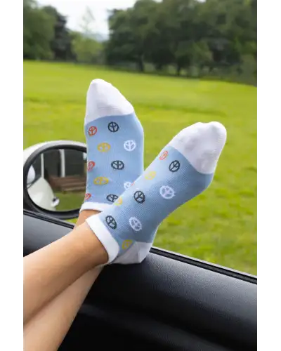 Women PEPER HAROW Peace Womens Trainer Socks - Blue £11.00