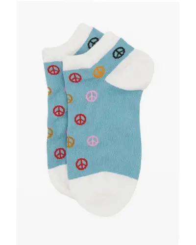 Women PEPER HAROW Peace Womens Trainer Socks - Blue £11.00