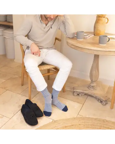 Men PEPER HAROW Oxford Stripe Mens Socks - Blue £16.00