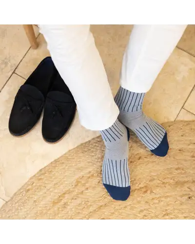 Men PEPER HAROW Oxford Stripe Mens Socks - Blue £16.00