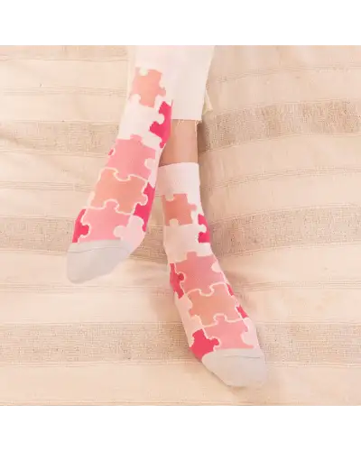 Women PEPER HAROW Jigsaw Womens Socks - Pink £15.00