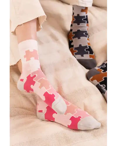 Women PEPER HAROW Jigsaw Womens Socks - Pink £15.00