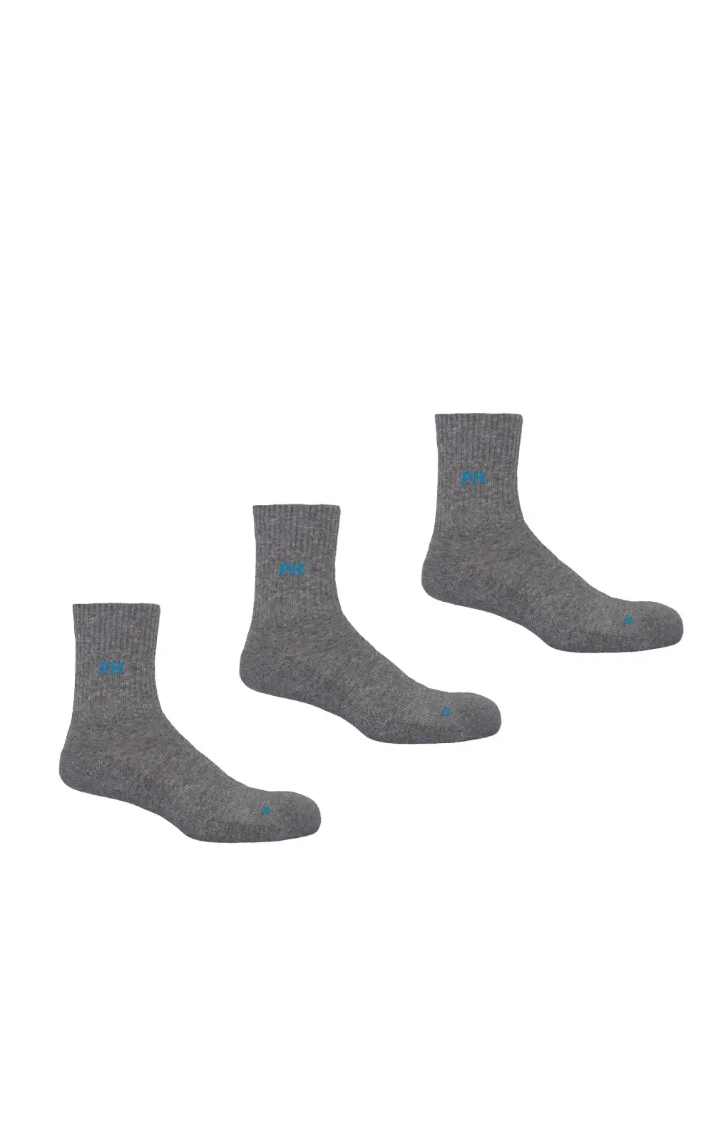 Men PEPER HAROW 3 Pack Essential Quarter Mens Sport Socks - Grey £27.00