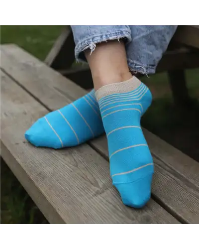 Women PEPER HAROW Retro Stripe Womens Trainer Socks - Blue £11.00