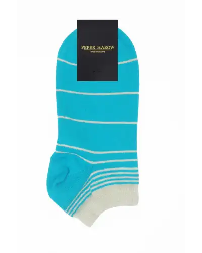 Women PEPER HAROW Retro Stripe Womens Trainer Socks - Blue £11.00