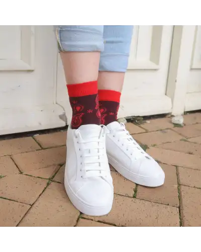 Women PEPER HAROW Paisley Womens Socks - Burgundy £15.00