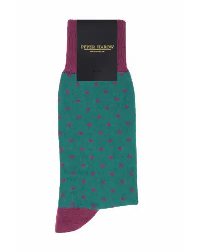 Men PEPER HAROW Pin Polka Mens Socks - Teal £16.00