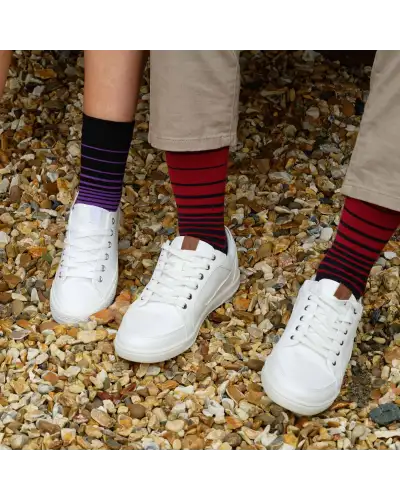 Men PEPER HAROW Retro Stripe Mens Socks - Burgundy £16.00
