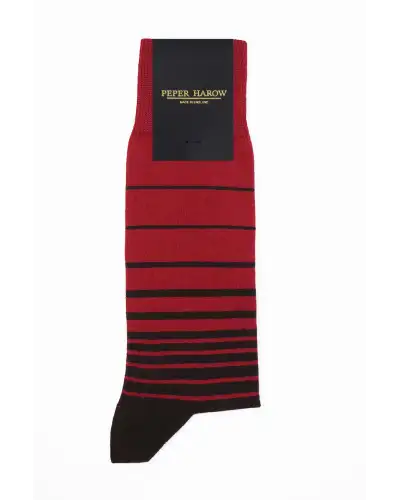 Men PEPER HAROW Retro Stripe Mens Socks - Burgundy £16.00