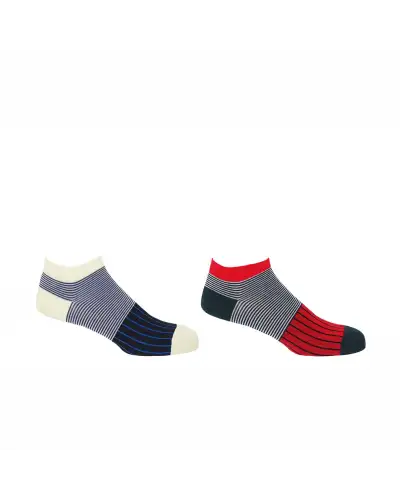 Men PEPER HAROW Oxford Stripe Mens Trainer Socks Bundle - Black Scarlet £18.00
