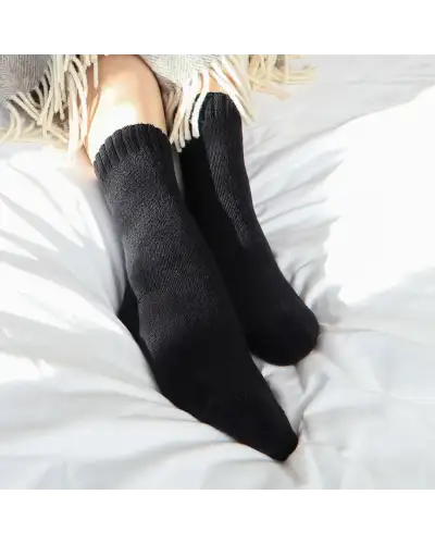 Women PEPER HAROW Ribbed Cuff Womens Bed Socks - Black-PH-7526468223150 £15.00