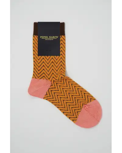 Women PEPER HAROW Zigzag Womens Socks - Mustard £15.00