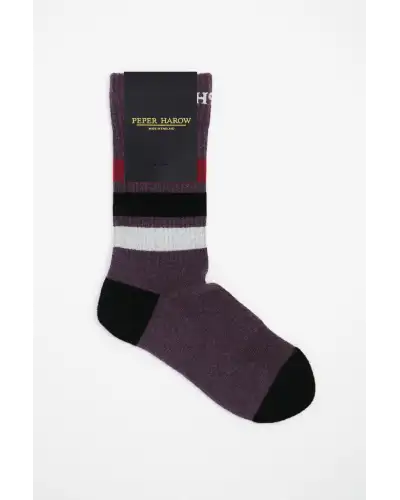 Women PEPER HAROW Striped Organic Womens Sport Socks - Mauve £15.00