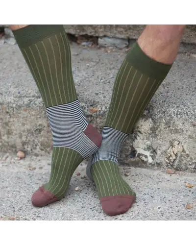 Men PEPER HAROW Oxford Stripe Mens Socks - Sage £16.00
