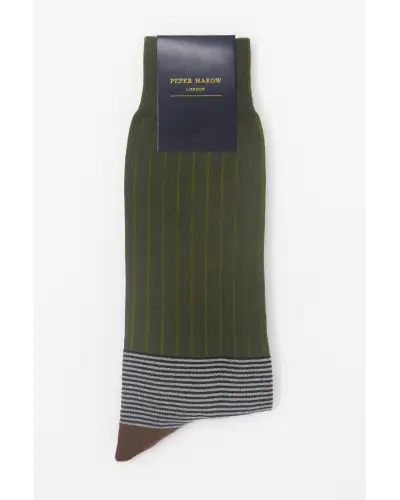 Men PEPER HAROW Oxford Stripe Mens Socks - Sage £16.00